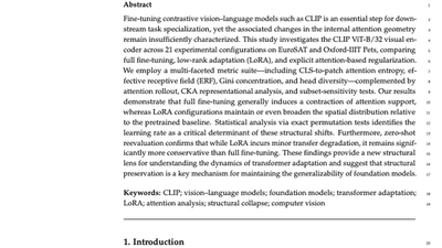 Attention Structural Change During CLIP Fine-Tuning: A Comparative Study of Full Fine-Tuning, LoRA, and Regularization featured image